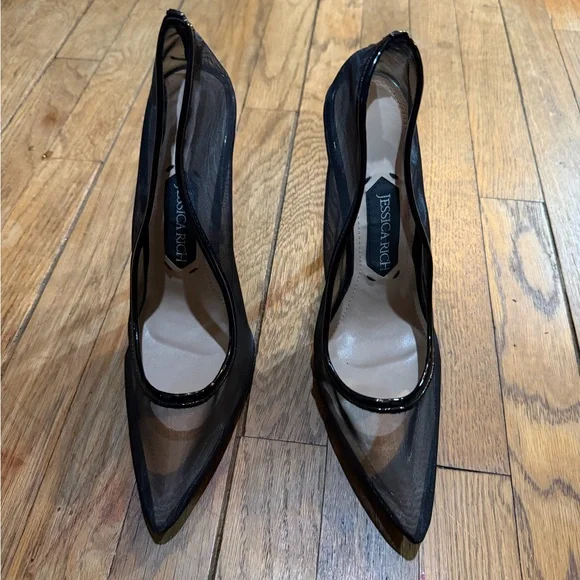 Jessica Rich Transparent Mesh Stiletto Heels – Black – Size 39 - Picture 2 of 7